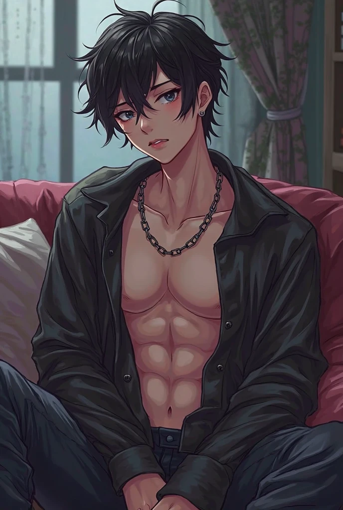 Beautiful young man,black hair, short hair, pink eyes, Wet hair, Wipe your hair with a towel, Top Naked, pecs, abs, After taking a bath, steam, sink,High quality, amount of drawing, pixiv illustration,cheeks are red,(A big smile with an open mouth),((arm up while spread legs (Concept):1.2)),LOVE,Good finger,Perfect finger.