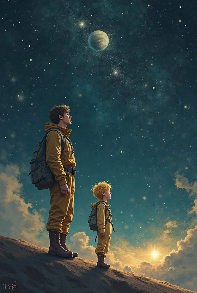 The little prince, watercolor style, vibrant colors