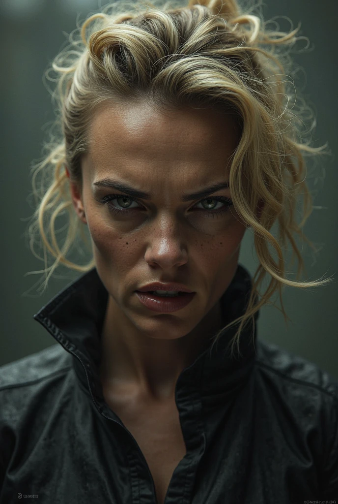 steel mill,sparks,molten steel being poured,steam,black smoke,smoke,volumetric,closeup portrait photo of woman,(blonde hair:1.4),freckles,large bosom,work overalls,dirty tshirt,worn-denim-overalls,gloves,(dirty skin:1.4),soot,gritty,28 years old,(soot on arms:1.4),(soot on face:1.4),messy hair,sparks from steel grinding machines,intricate detailed photo,fine details in every texture,add excessive details to the image consistent with the setting and environment,wet skins,sweat,wet hair,exhausted expression,Hyperrealistic art cinematic film still photography in the style of detailed hyperrealism photoshoot,Full Body Photograph,Full Body Portrait,Full Body Visible,From a Distance, Full Body Photograph,Full Body Portrait, Full Body Visible, From a Distance,