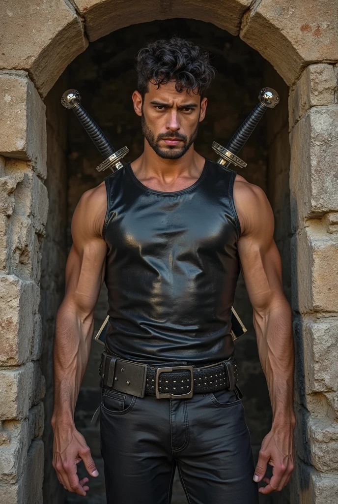 Jon snow , Short haircut, black hair, blue eyes fixed, affiliated features, no facial hair, height 1.93, aesthetic muscular build, broad shoulders, V-shaped body, full body focus, completely hairless,