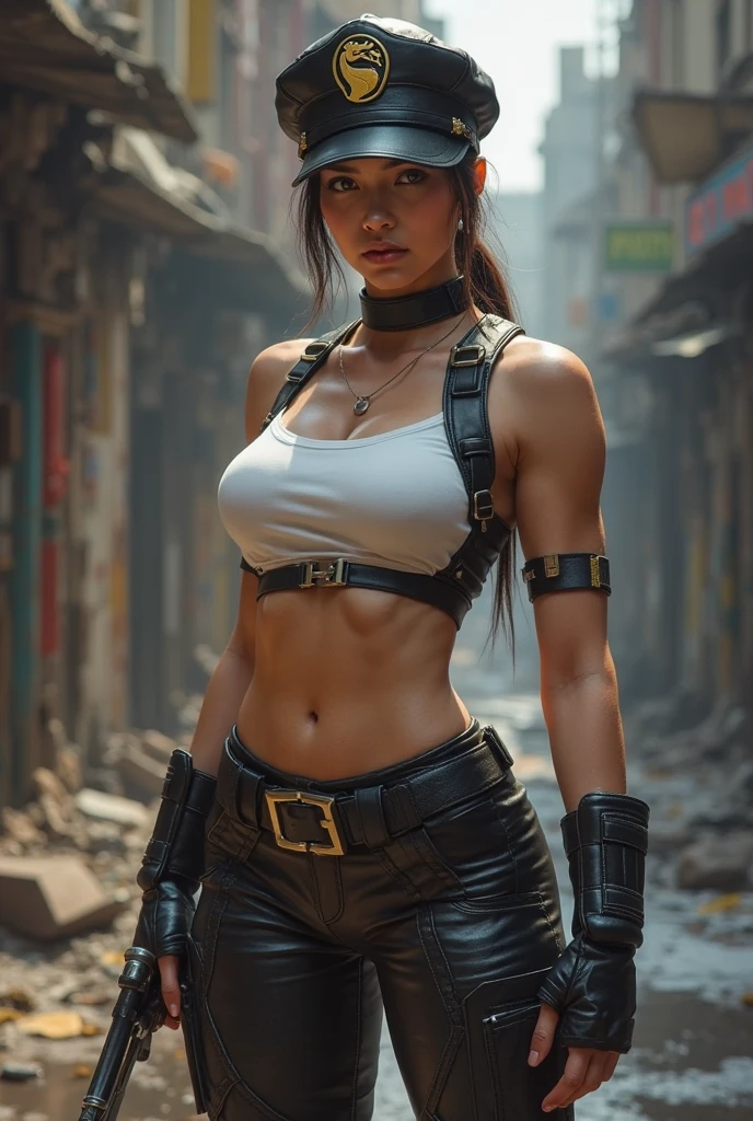 Short, black haired Latin woman, white with two ambidextrous daggers and 170 centimeters tall