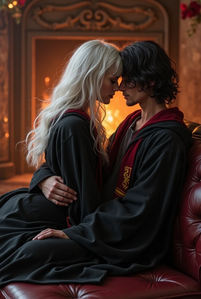 Create an image of Draco Malfoy kissing gay Harry Potter