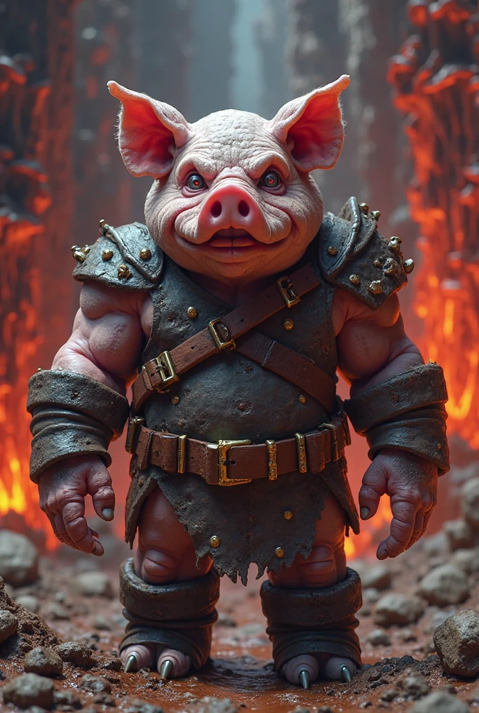 Female pig holding sword