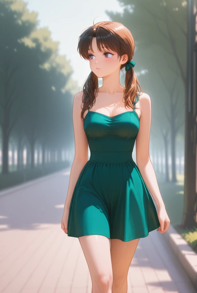((Best Quality)), ((Masterpiece)), ((Realistic)) 19 year old, redhead girl, shoulder length hair, relaxed happy face ((slender)) (busty), ((( light green fairy dress ))) (((tight skirt))) ((sexy )) cyberpunk attire, textured pixie haircut , 6 and a half heads full bodyt. beatiful face, handsome body.