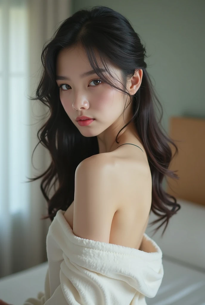 Tabletop, Highest quality, Realistic, RAW Photos, Digital SLR, Beautiful 15 year old Japanese girl, Glowing White Skin, orgsm face,bitch,smile,Realistic beautiful makeup face, Realistic and beautiful bright eyes, double eyelid, Displaying the viewer,(lying on bed:1.3), (Highly detailed shiny long black hair and bangs), (Tousled hair in strong winds), Slim figure, Slim face, Tight waist, Big Breasts, Thin thighs, ((badroom)), (nude),(Show off nipples:1.4),Realistic lighting and shadows, This is a very delicate and beautiful photo.., Ultra-high resolution, 8k UHD wallpaper,(nsfw:1.3),fullbady,((spread legs)),(1boy:1.4),(penis),(fellatio), all naked