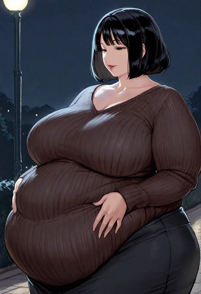 (masutepiece,High quality,16k:1.1),(depth of fields:1.3) ,((front body:1.35)), Japanese ,young Girl,standard height, Beanie ,khaki Long Sleeve round neck T-shirt Maxi (((Tight))) Dress, huge breasts, thicc, curvy,(Looking at Viewer:1.3),(full body shot:1.2),snowy landscape,(It's snowing:1.2),(Beautiful night view of Tokyo town:1.2), satomi tsubakiori