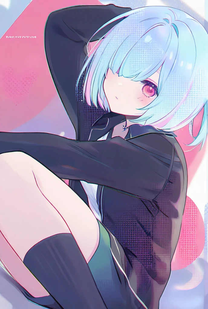  hair color is light blue 　 Bob Hairstyle　girl　ren