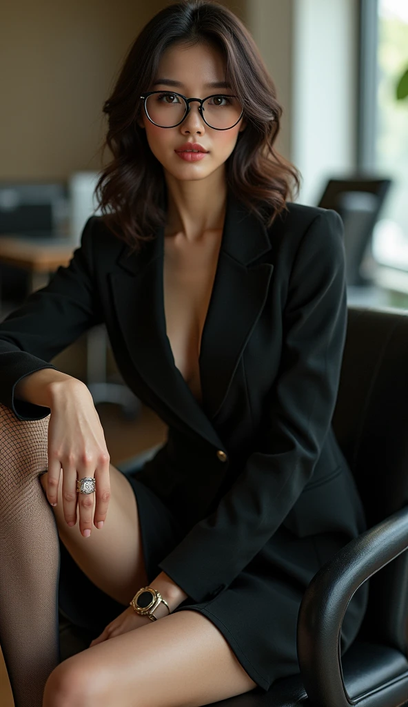 face is :9,1270442595], Elitist and submissive woman sitting at a tied desk, (Bop) safe for work, oppai, Short Layer Hair, Wearing pantyhose、Shibari, 2b, 2 b, Wearing a strict business suit, Tied to a chair, sophisticated gravure idol, Rope Bondage, in a strict suit, ..raw,(in 8K、top-quality、​masterpiece:1.2)、(delicate detail:1.4)、(Photorealsitic:1.4)、octan render、Complex 3D Rendering, ultra-detailliert, Studio Soft Light (Studio Soft Light) (Studio Soft Light (Studio Soft Light)), Rim Light, vibrant detail, super detailing, realistic skin textures, Detail Face, Beautiful detail eyes, Highly detailed CG Unity 16k wallpaper, Makeup-, (Detailed background:1.2),shinny skin、Exposed thighs!!!