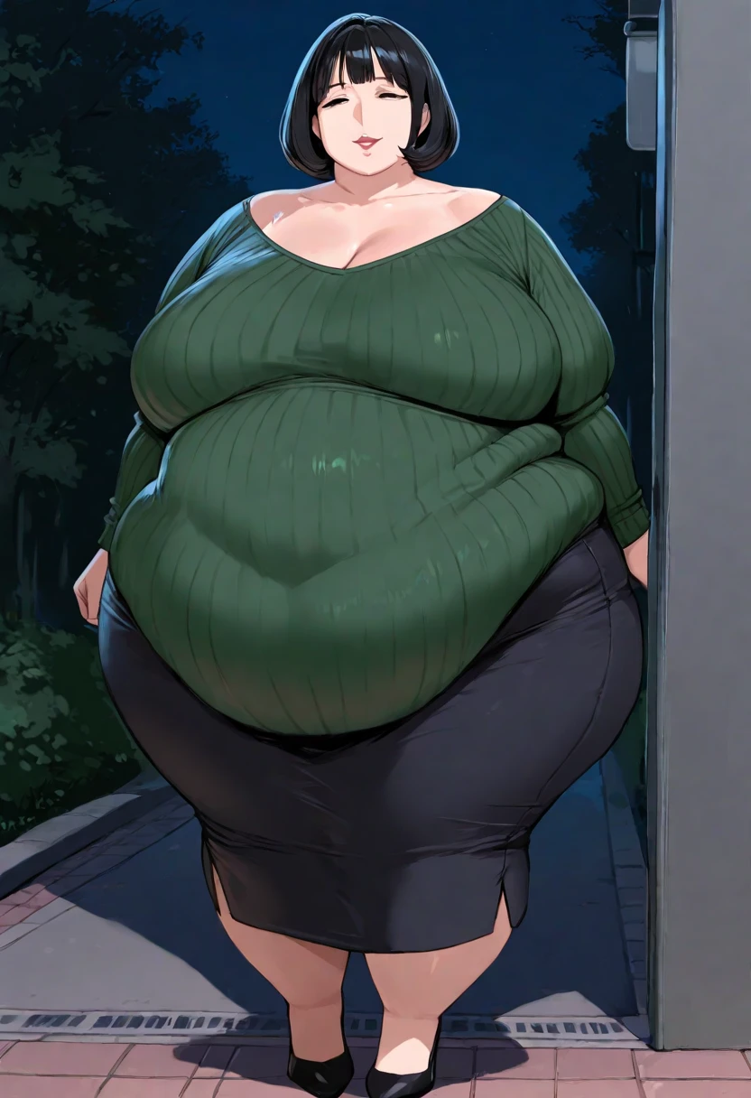 (Full body, glasses, detailed), An image of a pregnant girl with her belly on full display and high heels. She has a smug face. (She's very sweaty and steamy)