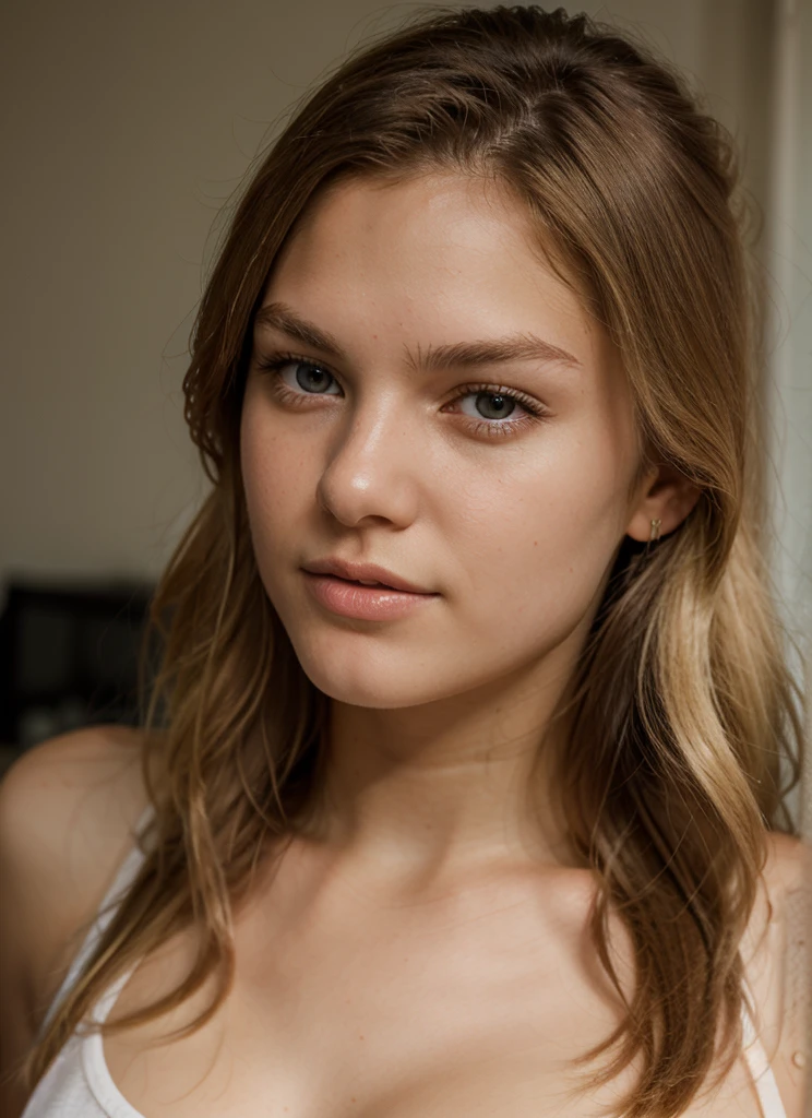A girl taking dick in her pussy, blonde hair, smart looking girl, very big (2:1) , bow on her hair, blue eyes