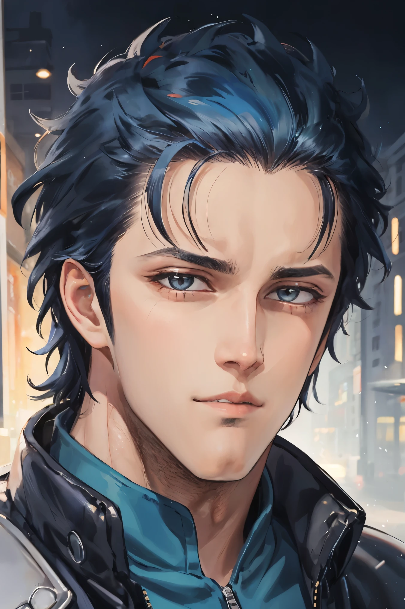 rei,1boy,blue hair,long hair,portrait,