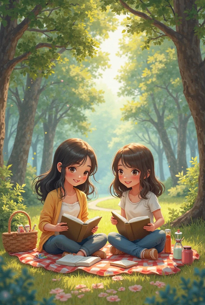 There are two girls playing volleyball, arte digital detalhada bonito, Belo estilo de arte, childrenbook illustration, childrenbook illustration, adorable digital painting, children's book illustration, Arte infantil em Artstation,