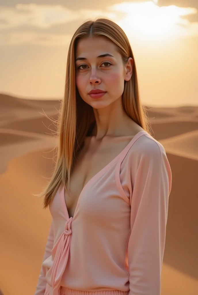 naked blonde Anya Taylor from the desert in sand dunes