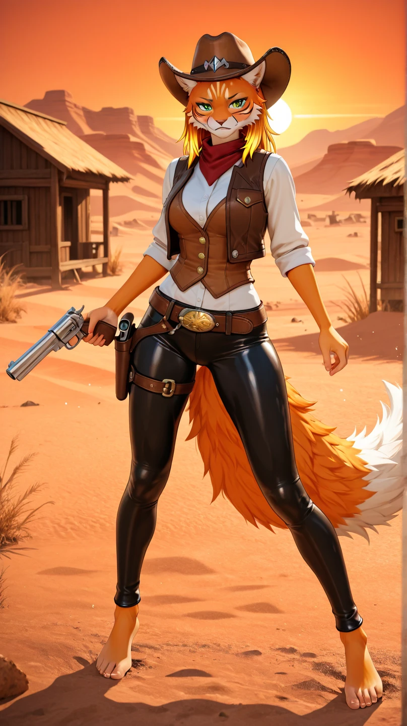 Skye from Paw Patrol, female cockapoo, anthro, mature adult, orange hair with fringe, medium breasts, medium butt, tall, blindfold, wearing a Kill la Kill inspired combat outfit, standing, serious, detailed, solo, beautiful, high quality, 4K