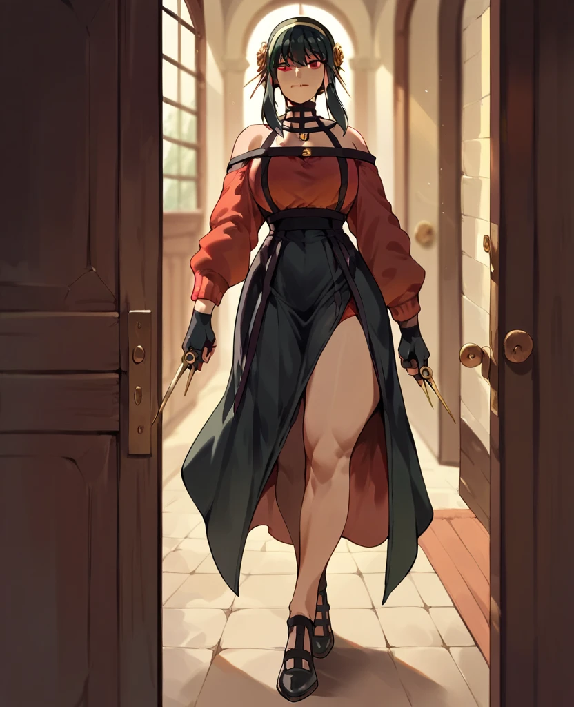 (Masterpiece, best quality, intricate details, 1sologirl) iron collar, arms behind back, iron cuffs, shackles, bound ((standing by wooden pole:1.2)) looking from above happy closed mouth, green short bob haircut