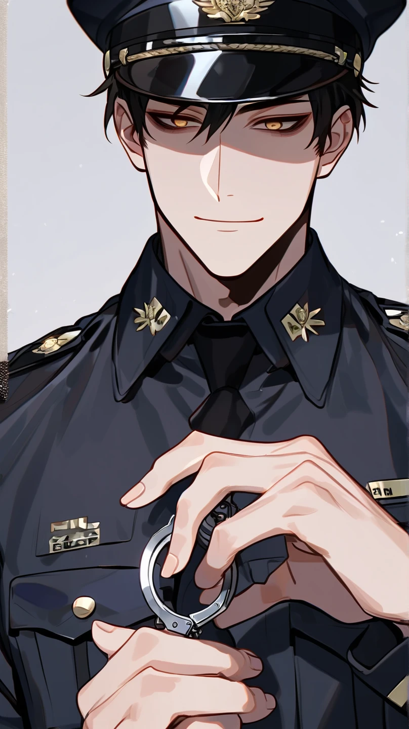 Bangs on the eyes、black hair、boy、Oblique face、Handsome guy、plain background