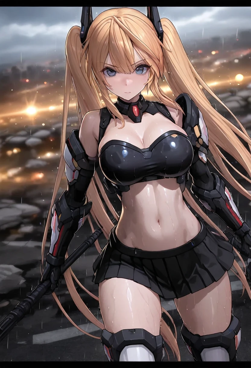 top-quality、Top image quality、​masterpiece、Teenage girl((black mechanic body、Shining red body line、Thorny armor、18year old、 Ager、Best Bust、big bast,Beautiful light blue eyes, Long Blonde Hair、A slender,Large valleys、Reflecting the whole body、Mechanic helmet、visor、Power cables are stretched all over the body、mechanical tail)),hiquality、Beautiful Art、Background with((research complex、mechanical laboratory、bio research))​masterpiece、depth of fields,