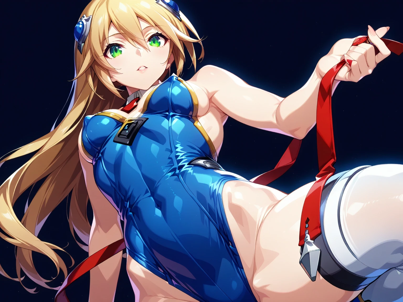 bradamante, blonde hair, blue eyes, braid, french braid, long hair, twintails, two side up,
covered navel, elbow gloves, gloves, leotard, thigh strap,dynamic angle, (upper body:1.3),open mouth, embarrassed ,blush,(spread legs:1.3),(legs up),(cameltoe:1.3),top-quality,Top image quality,perfect anatomy,masterpiece,ultra-detailliert,Beautiful,ultra-quality, best quality,high resolution, ultra-detailed,game cg,dutch angle ,beautiful detailed eyes,visualart,five fingers, perfect hands, Marin Kitagawa