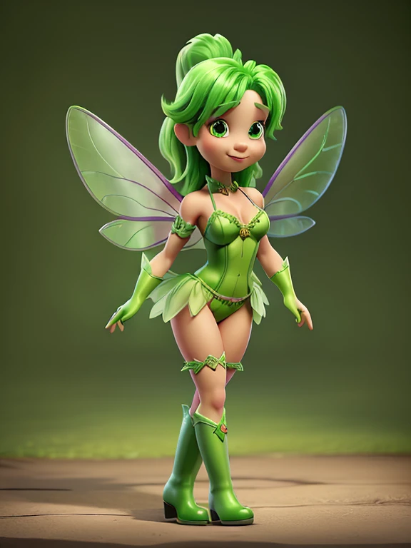 (Full body photo:1.7), (One/TinkerBellWaifu/Woman/with very transparent fairy wings:1.5), (Big breasts:1.7), (Wearing fairy costume made of green leaves/leather belt at waist:1.3), (Looking at the viewer/smiling:1.3), (She's inside a wooden goblin house underground:1.7), (She's got fulfilled blonde hair fastened with leaf clip: 1.5), (dark blue eyes: 1.5), (extremely tight/extremely transparent costume: 1.8), (doing sensual poses while standing: 1.2), (award-winning, UHD, anime, high detail, 16k, high quality, masterpiece)