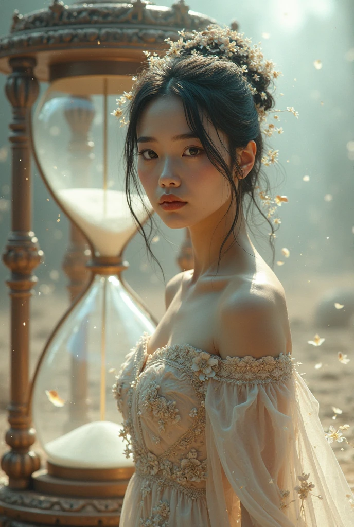 ((​masterpiece)、(top-quality)、(reallistic))、beautiful a girl、Bondage style、Fantastic mythical world landscape