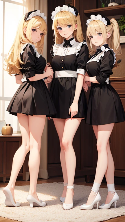 ((highest quality、High resolution))、Portrait、Blonde、No panties、((Two beautiful girls show their pussy))、Love juice