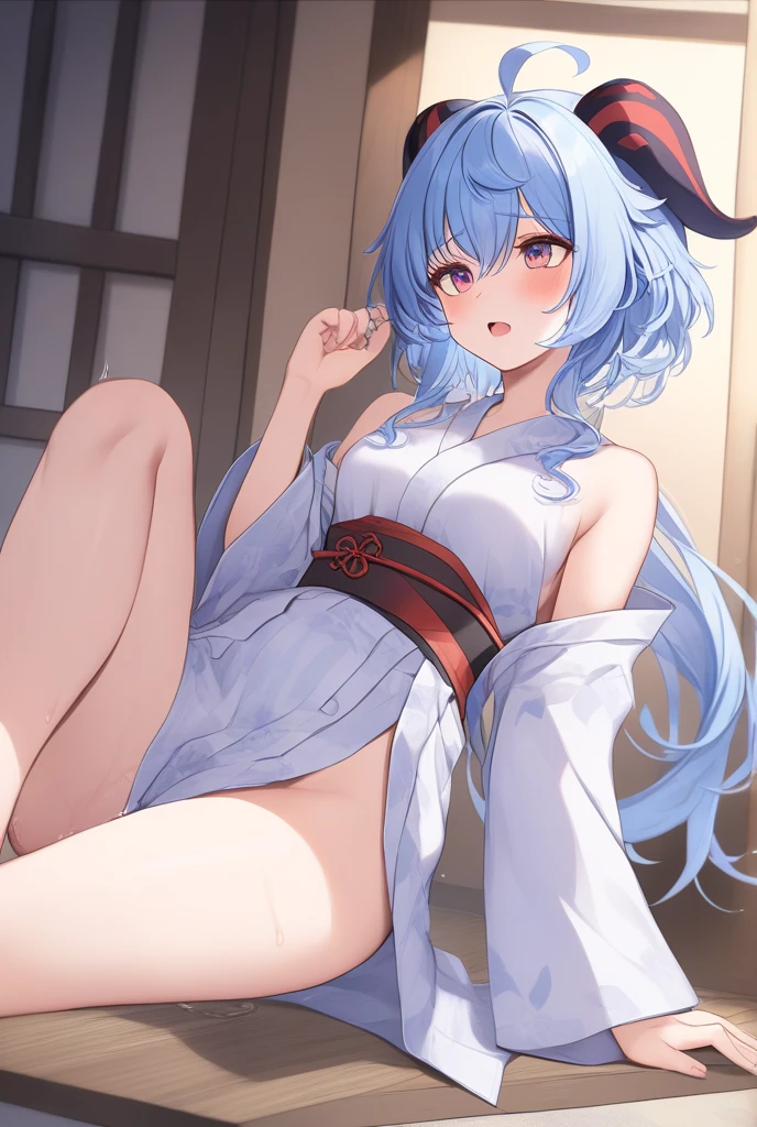 ((pale colour)), Highest quality, High resolution, masterpiece、小さな幼いcute美少女、Flat chest(naked)、cute、Beautiful Lips(Amazing pleasure orgasm:1.2)From the back、Anal punishment、Unshaven hairy pubic hair、yukata、clitoris