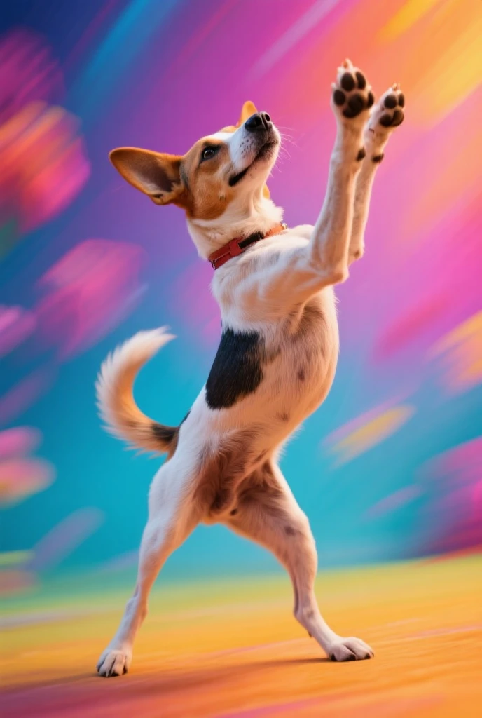 dog dancing like a human、Pose with movement、outstanding work of art、(A masterpiece of avant-garde art:1.6)