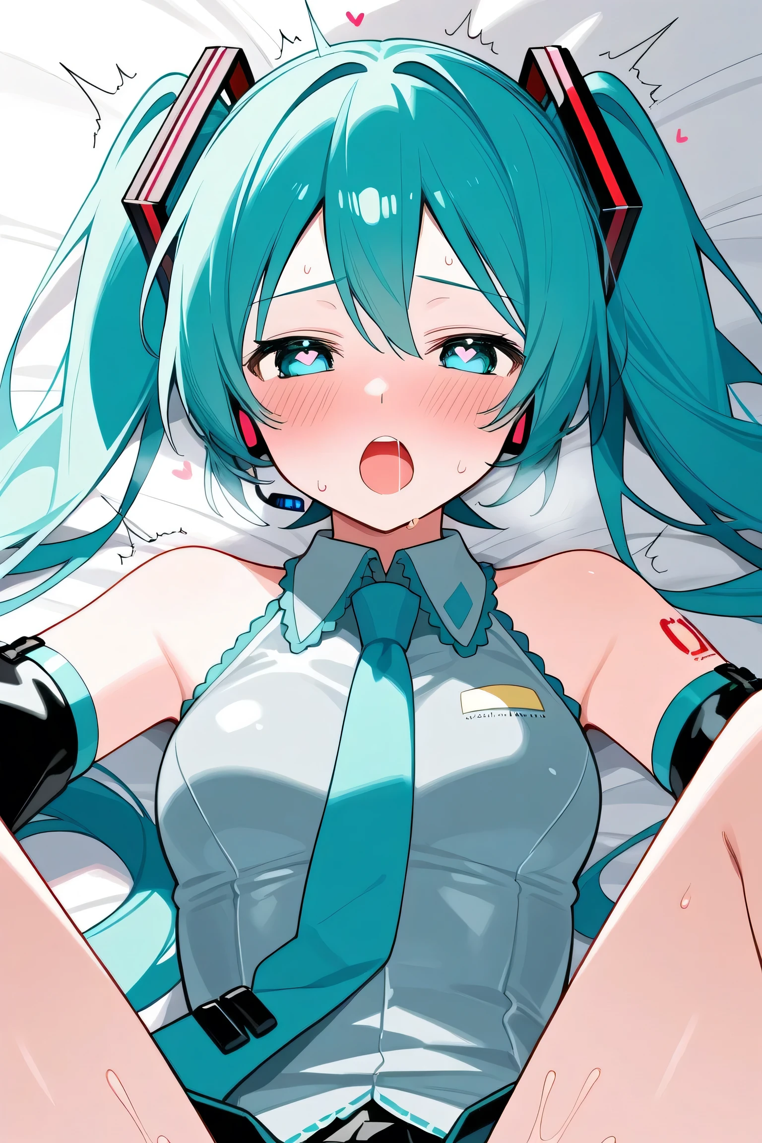 {{{masterpiece}}}, {{{best quality}}}, {{ultra-detailed}}, {illustration}, {{an extremely delicate and beautiful}}, (beautiful detailed eyes:1.6), extremely detailed face, 16k, visual anime de uma jovem mulher, extremamente bonito rosto de anime, anime melhor garota, anime face, NSFW, hatsunemiku, miku hatsune, cute face, ahoge, aqua eyes, aqua hair, crossed bangs, hair between eyes, hair ornament, headphones, long hair, twintails, medium breasts, BREAK, NSFW, 1boy, 1penis, deepthroat,(fellatio:1.5), girl eating penis, face stained, sucking penis, face focus, cum on hair, pov crotch
