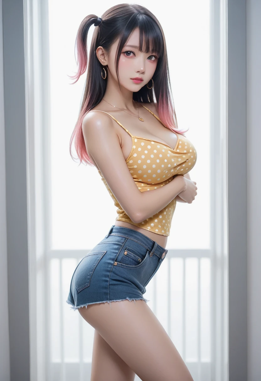 Korean style makeup beauty legs beauty beautiful skin beauty skin medium breast OL orange hair love dull hair cherry eyes