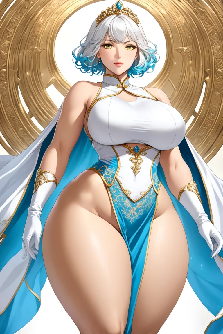 (masterpiece, best quality, high resolution, ((full body, standing,))((huge breasts)) the fantasy zodiac sign Aquarius, Magic Knight Rayearth style very beautiful, full body, very brushed light blue hair,