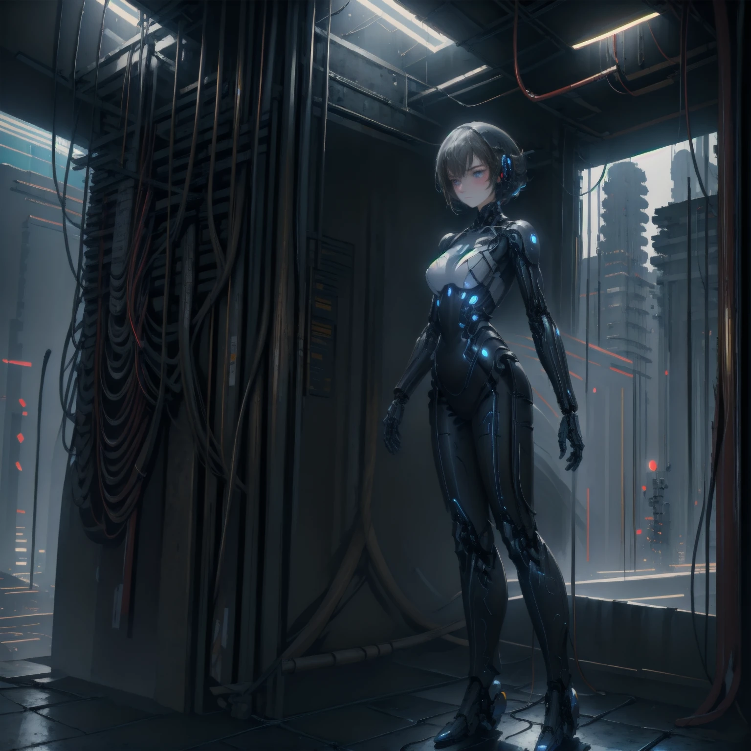 a breathtaking fusion of two parallel universes, one of magic and the other of robots, where a naked human in the magical realm gazes through a portal at the robotic world, bathed in an abundance of captivating light, (best quality,4k,8k,highres,masterpiece:1.2),ultra-detailed,(realistic,photorealistic,photo-realistic:1.37),intricate fantasy landscape, highly detailed magic and technology, striking contrast between organic and mechanical, dramatic lighting, ethereal atmosphere, cinematic composition, vibrant colors, stunning details