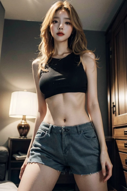 Bryce Dallas, work of art, best qualityer, high resolution, 1 redhead girl, jewerly, single thigh height, Wavy hair, hair over one eye, presumptuous , tummy, pleated plaid mini skirt, asymmetrical pants, pink blouse, black thighighs, waist belt, mini-skirt , Wind Upskirt mostrando Pantie , paisaje, sitting at the teacher's table, portraite, corpo sexy , she is in the classroom alone, She is smiling.