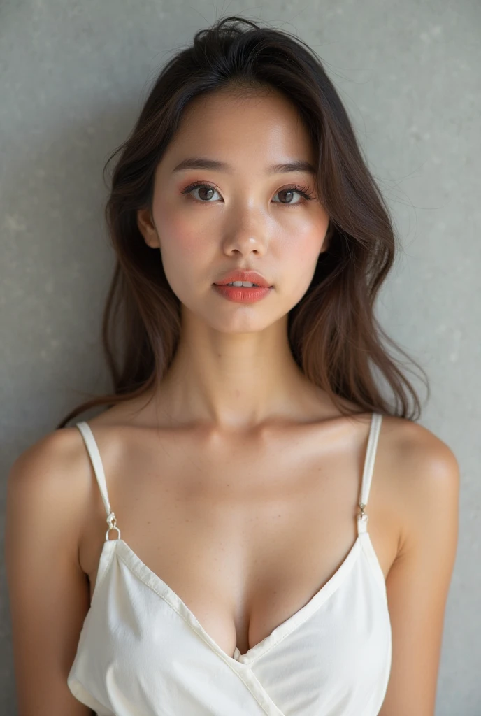 neat college girl、petite person、(Long white silk camisole、white panties)、japanes、a baby face、adopt、(Slimed、small tit、flat boobs、small tit)、Photorealsitic、detaileds, Skin Texture, ultra-detailliert、Delicate and sexy collarbone、A smile、Super Detailed Face、Detailed lips、A detailed eye、二重まぶた、10years old girl、((Nipple bumps、 are see-through、White Wet Sheer Camisole))、