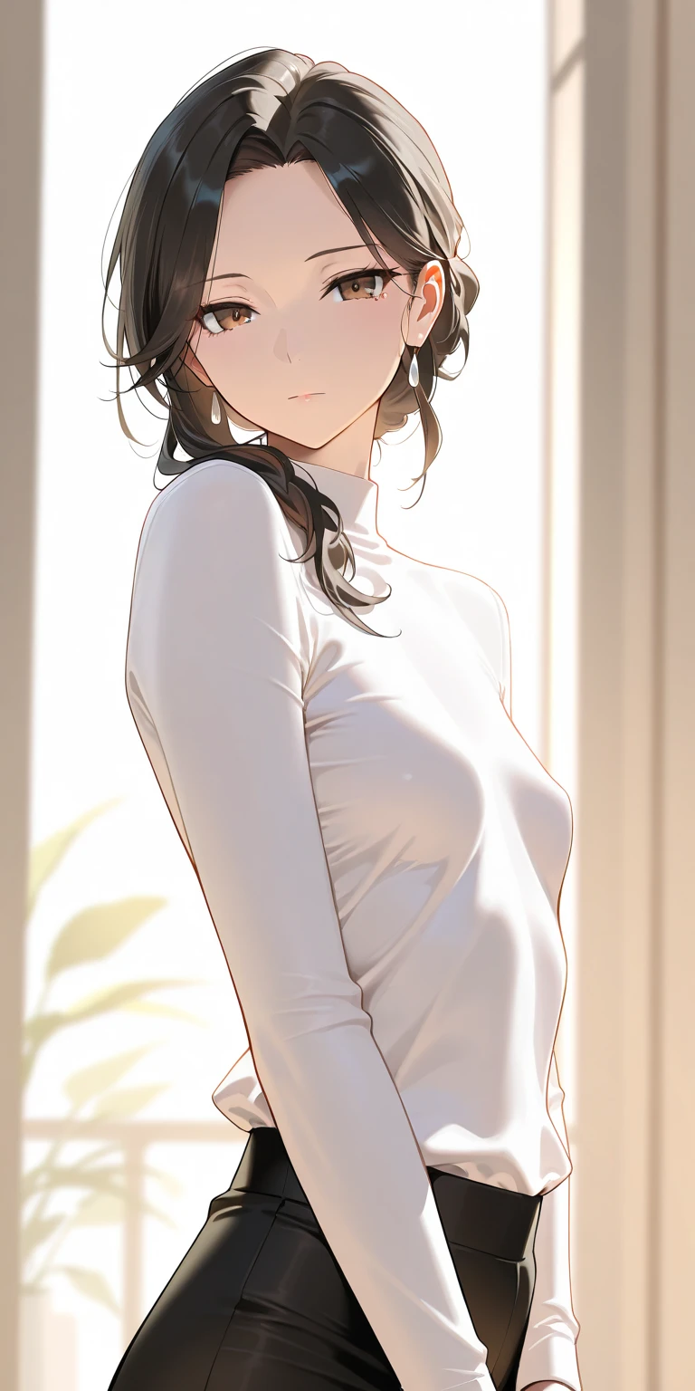 1girl, mature female, casual clothes, seductive,