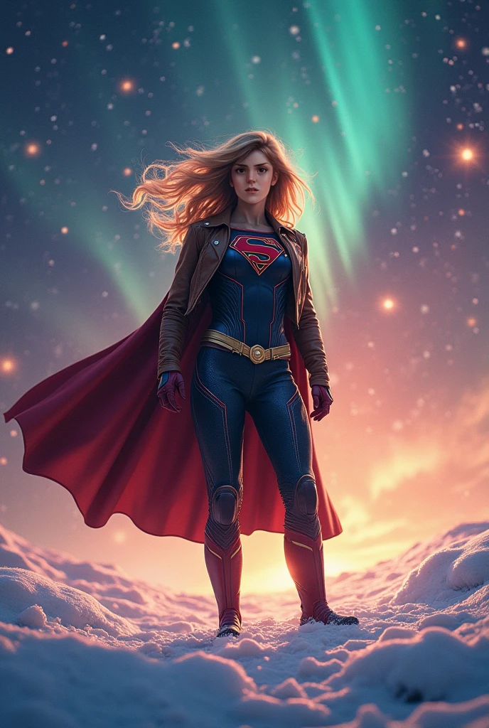 full-length, realistic detailed hq artstyle digital art, al with nr hairstyle wearing sg outfit with cape, standing, soft natural lighting