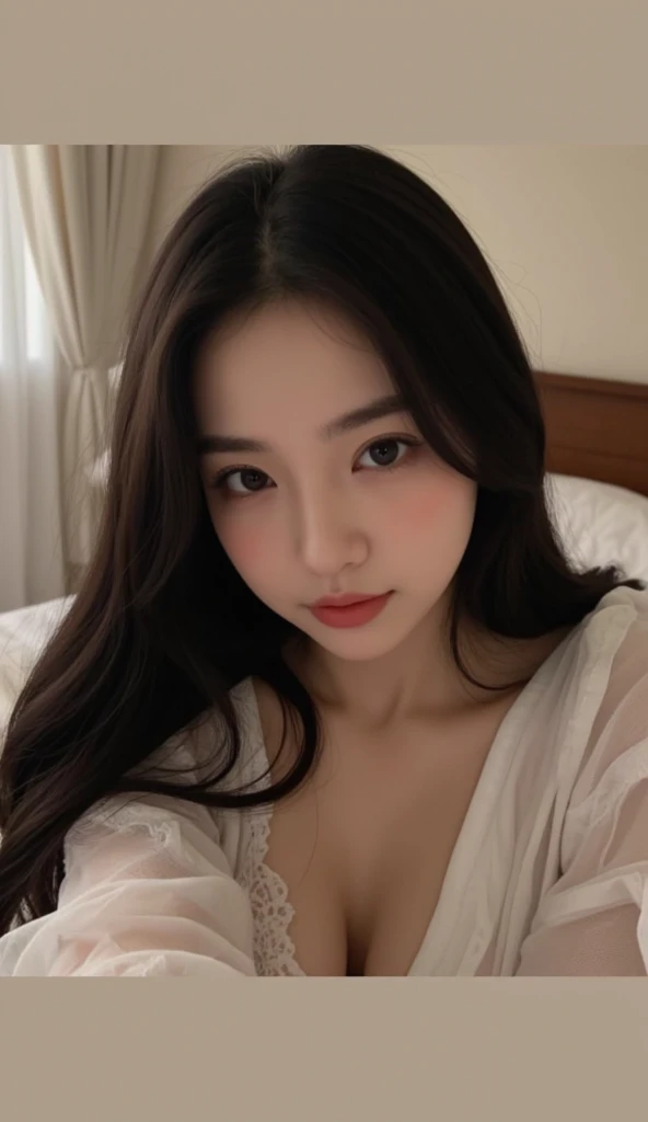 A cute face like a 16-year-old idol Wearing pink pajamas Sleeping in bed with a high fever Sweat on face and chest Medium bust Cleavage I have a high fever and I'm lying in bed sleeping. In a dark room Natural light Whole body Full body portrait RAW Photos Indistinguishable from live-action Genuine Real Stick realism Artistic Expression Highly artistic masterpiece High resolution RAW Photos