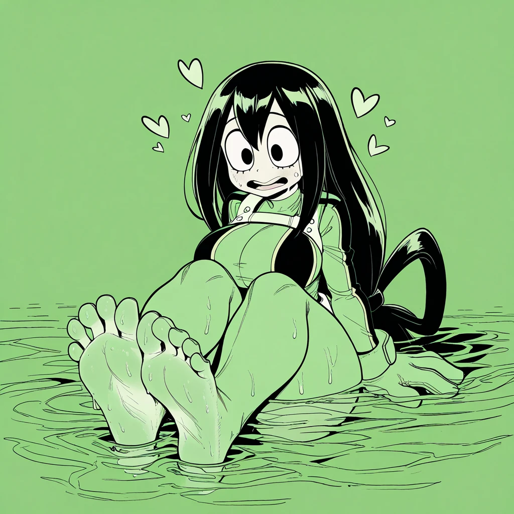 One girl, gray skin, long length black hair, naughty face, blushing, hearts around her, naked, udder, big breasts, massive fat belly, Really big Feet, Girl with gray skin Equestria girls, in the bathtub, filled with black water, girl with gray skin, cuerpo completo, High resolusion.
