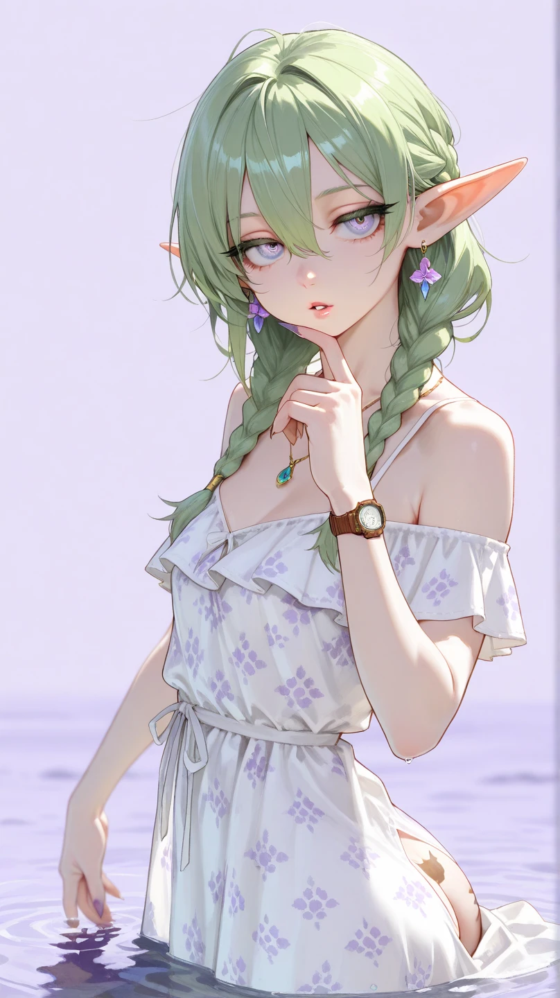 (masterpiece, best quality), female midlife, delicate, scandinavian, brown eyes, flared ears, round nose, round chin, hollow cheeks, pear face shape, , violet beehive hairstyle hair, envy wearing printed boyshorts, tanga, tiaras with crystal accents,, wearing a hat, wearing a hat with a seductive look, adding a touch of mystery and allure, backlighting, creates a halo effect around characters, giving them a radiant and romantic aura, a picturesque countryside, with rolling hills, green meadows, and grazing animals