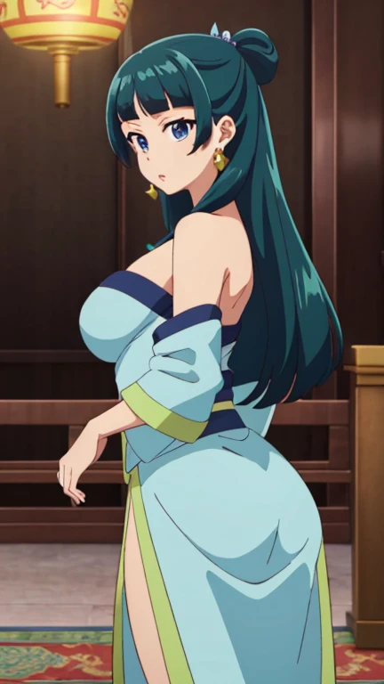 An anime-style artwork depicting Akiyama_Rinko from the game taimanin.
Tags: Akiyama_Rinko, anime, detailed eyes, detailed lips, ass, Akiyama_Rinko, (blue hair:1.4), purple eyes, (short kimono:1.1), cleavage, long hair, solo, huge breasts, (violet eyes), smiling expression, intense gaze, dynamic pose, indoor, palace, vibrant colors, digital art, high-resolution, professional quality, gigantic breasts, curvy, cowboy shot, (gigantic breasts: 1.4),
