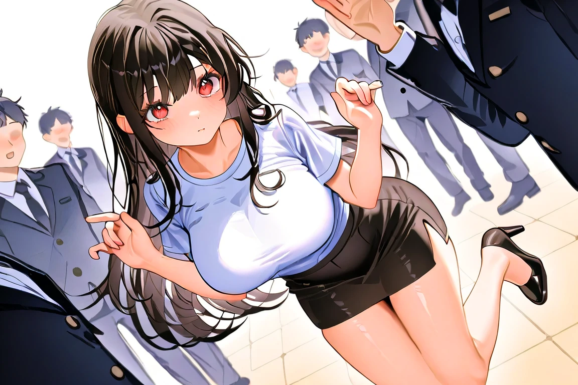 crowded train、One Woman、Cute Woman、A large number of passengers、Thick thighs、Best image quality、High resolution、masterpiece、super high quality、Pink Bra、Pink Panties、Big Ass、Large Breasts 、Blushing、4K quality、Reached orgasm、Wearing black knee socks、Heavy breathing、From directly below、from directly below、, 1girl, arm up, 1man, {{{man put hands on girl’s crotch}}}, train interior, crowded, weep face、(Positive prompt)
(1 girl)++, (masterpiece)+++, (best quality)+++, (ultra cute kawaii)+++, love live!, anime colored, , tears, (steam)+++ , be molested ,feigned ignorance, wearing blazer whiteshirt ,checked skirt , (turn up a shirt), misaligned bra ,arched back, crowded train, (many man standing behind girl )++, dynamic pose, Dynamic hand movements, (breast grab)+++, man's arm grabbing a girl's , (frying hands), (floating hands), (grabbing from behind),