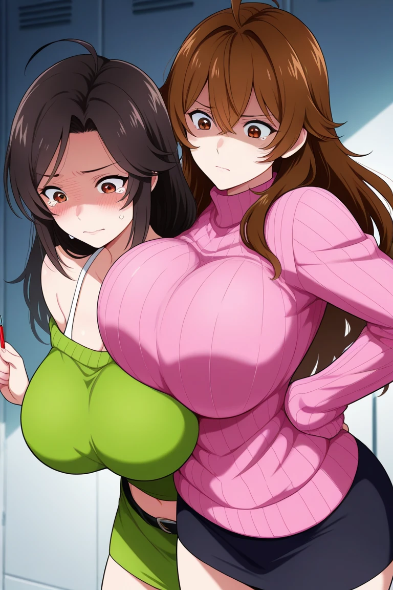 big lips, Brown hair, blue eyes, japanese face, improve, improve grin, two sides up, huge breasts, Wide hips, sexy, detailed, room, Hits, (evil smile1.4), kawaii, mini skirt lewd, lewd, GOOD, mini lewd costume, mini lewd shirt, choker, mini lewd skirt, mini lewd shirt,navel piercing,ropa interior lewd,huge breasts,mano sosteniendo tetas, lunares