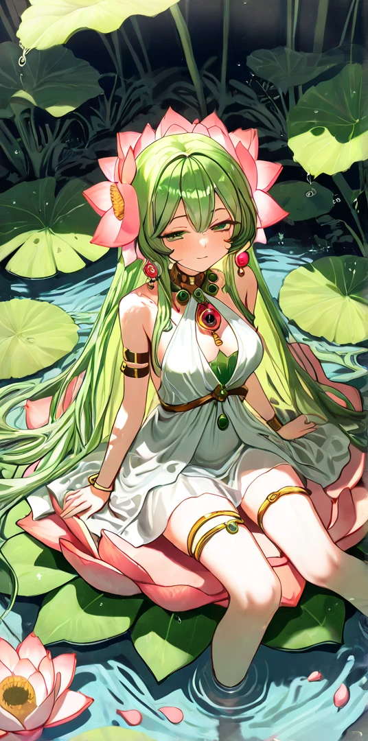 Exquisite and charming anime style illustration, Nami cat fusão com "Broly sexy" dark fênix in the lotus flower bed, a beautiful girl with gold yellow neon fire hair, red big perfect eye, half body, hiding in the flowers dark black , colorful and dazzling black . Intricate details, rendering and painting techniques come together to create a mesmerizing scene that evokes elegance and otherworldly elegance.
