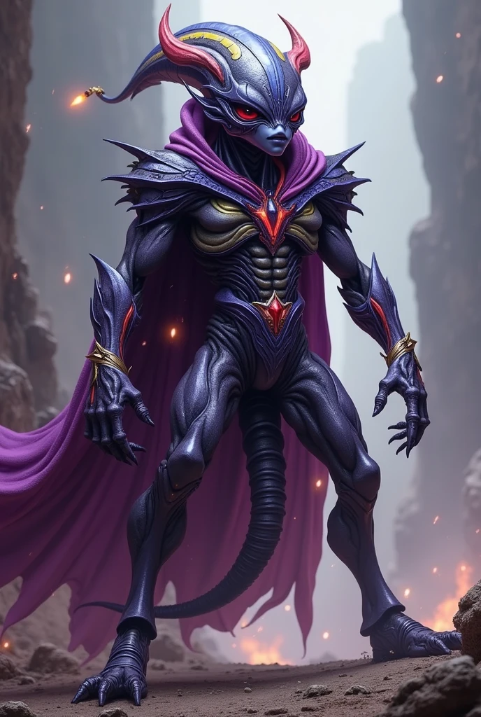 Homme dragon noir et violet 