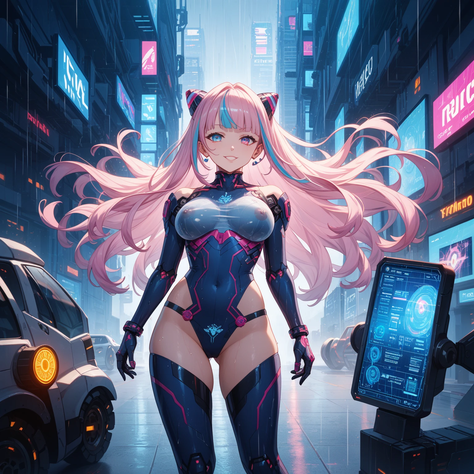 Anime girl with long hair and cat ears in town, digital cyberpunk anime art, anime girl cyberpunk mech, female anime girl cyberpunk, anime girl cyberpunk, anime cyberpunk art, cute cyborg girl, digital cyberpunk - anime art, cyberpunk anime art, cyberpunk tits, anime style 4k, perfect android girl, beautiful girl in cyberpunk, beautiful cyborg girl