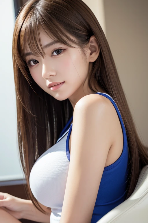 ((Highest quality, 8k, masterpiece: 1.3)), One Japanese girl, The beauty of slim abs: 1.3, (Long Hair Styles Casual, Small breasts: 1.2), Training wear, Very beautiful face, Delicate eyes, double eyelid, smile, At the gym、Sweat、Sweat染み、Sweatで濡れたウエア:1.6、Grey clothing、流れるSweat、ponytail、erect nipples、Bench Press、High angle、blush