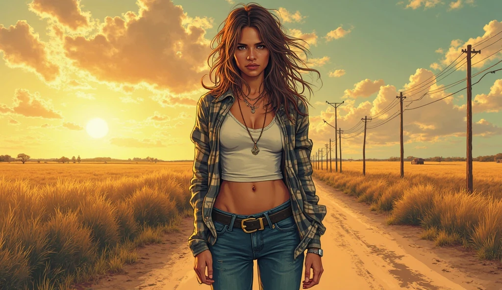 RAW photo, award winning photography, excellent quality photo of a pretty girl with brown hair and (dark_blue_eyes:0.2), realistic, <lora:add_detail:1>, full body, expression, jeans, messy hair, <lora:urban_sketchbook:1.9> urban_sketchbook