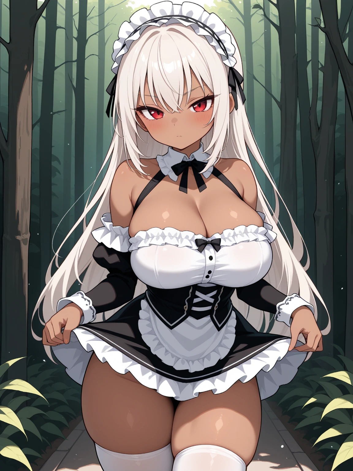 ((White hair)),((Head and Shoulders Image)),(super-long hair),Sexy,A person,Alone,Simple style,pancake ,Simple details,Black background,Empty background,Black background wall,(20 year old woman),(Cotehardie),(White Gloves),Lace Shirt,Waistcoat,((Shy)), NSFW , bare chest, nipples sticking out