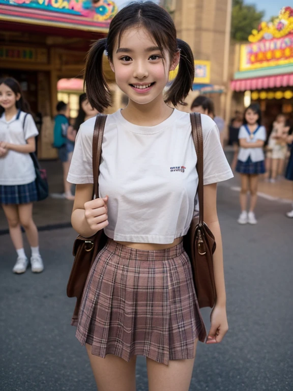 (Realistic、Like a photograph、Live Action、8K, Realistic, RAW Photos, Best image quality: 1.4), Single-lens reflex camera、RAW Photos, Highest quality, Realistic, Very detailed CG Unity 8k wallpaper, Written boundary depth, Cinematic Light, Lens flare, Ray Tracing, Realistic background、Many people々々:1.4、((high school girl:1.4、Polo shirt:1.3、Uniform skirt:1.3)、Small breasts、Sports bag slung across the shoulder、The straps of the bag pass between the chest:1.2、Paisla:1.2)、((Ultra-dense skin))、 female,Cute high school girl、((Girls cheering in the schoolyard、support、(whole body:1.5)、Smiling at school))、Pink inner color hair、short hair:1.2、tie your hair with a hair clip、slender、stylish、Very detailed、Pay attention to the details、Perfect outfit、(Sunburned skin)、Beautiful legs:1.1,front