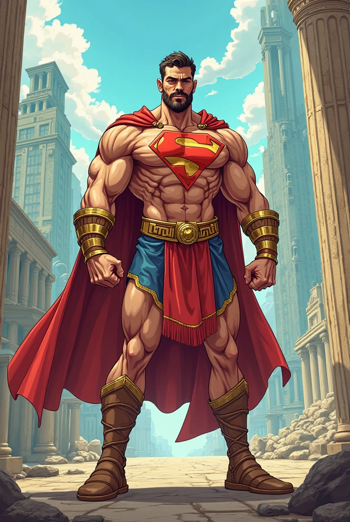 Dressed as the superhero “Mental Mind” a very handsome, sweet and truly massive monster Caucasian bodybuilder is showing off his huge bicep muscles and meaty thighs. Intense young adult. brown hair, powerfully muscled, massive shoulders and biceps. well-defined six pack. Thick gold necklace. Eye mask and cape