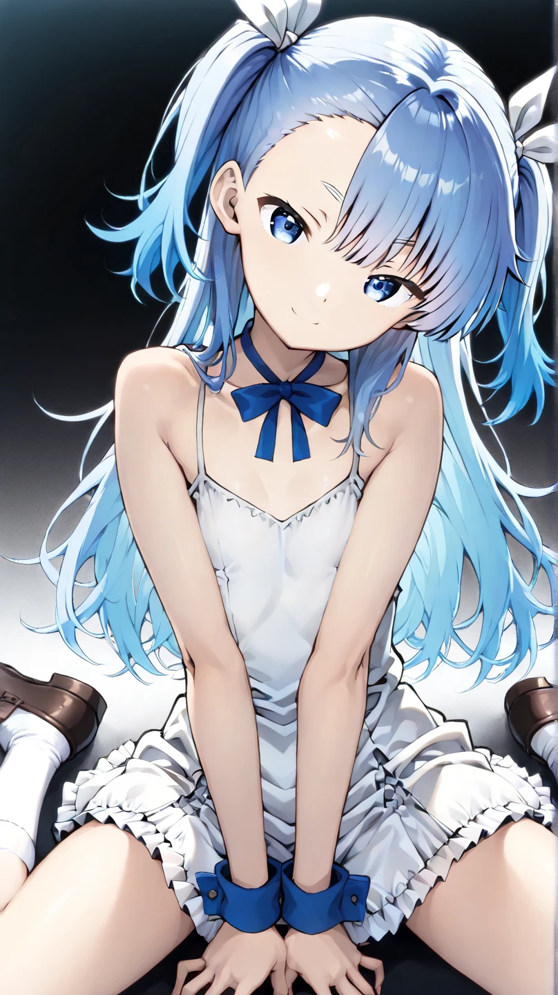 (masterpiece:1.3), (highest quality:1.1), ((1 girl)), ((alone)), (small eyes and small face:1.3), (Beautiful clear background:1.2), blue eyes, white shirt , white pleated skirt,white pantyhose, please raise your legs higher, whole body, permanent, put one's hand in one's pocket, boring, Depth of bounds written, Bedroom, (figure:1.1), (very delicate and beautiful:1.1), (perfect details:1.1), (), ,facing the audience, Upper body, focus on face